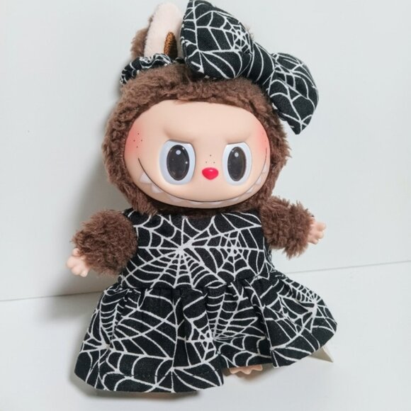 Custom Labubu Halloween Spider Web Dress and Matching Bow Scrunchie - Picture 2 of 5